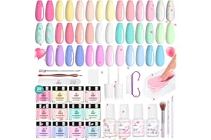 BEETLES GEL POLISH Beetles Dip Powder Nail Starter Kit 20 Colors Pastel Nude Blue Pink Glitter 36pcs Dipping Powder Set for Nail Art with Base Top Coat DIY Salon Complete Accessories Dreamy Town Collection