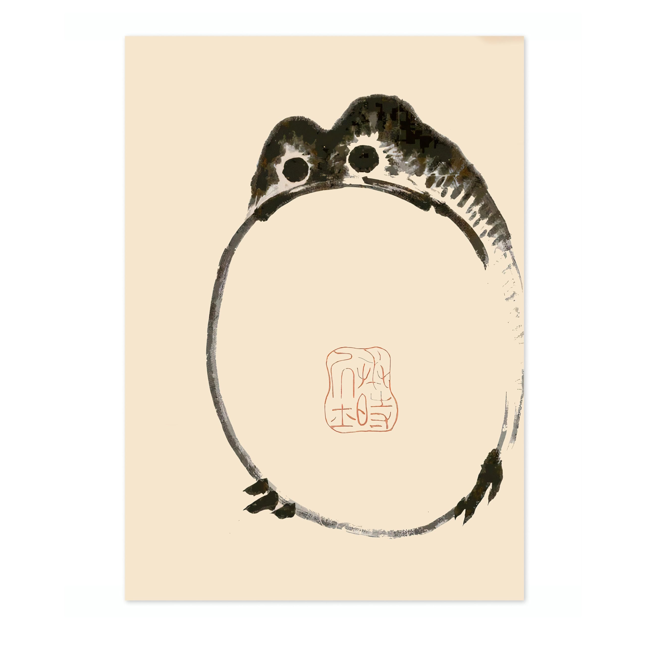 Matsumoto Hoji Frog Poster, Japansese Art Woodblock Ukiyo-e Print, Framed Japanese Wall Art, Archival Matte, A1 (Print Only) - 84.1x59.4cm