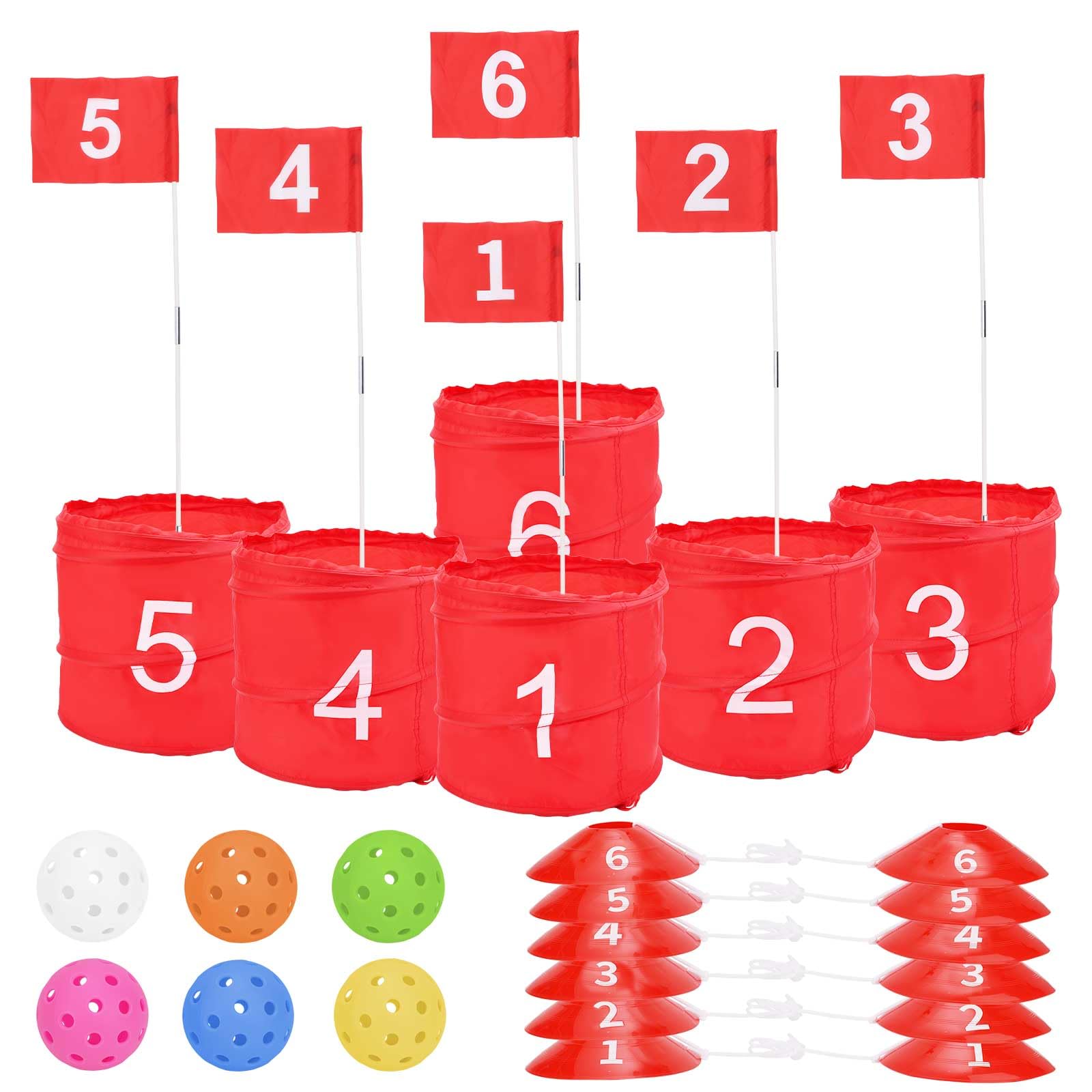 Diegimr Golf Yard Game for Family, 6 Holes Portable Bucket Golf Chipping Games Backyard Golf Game Set Practice Game for Adults Kids Lawn Beach Indoor Outdoor Yard Camping Park