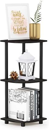 Furinno Turn-N-Tube Corner Shelf 3-Tier Espresso Display Storage Shelves
