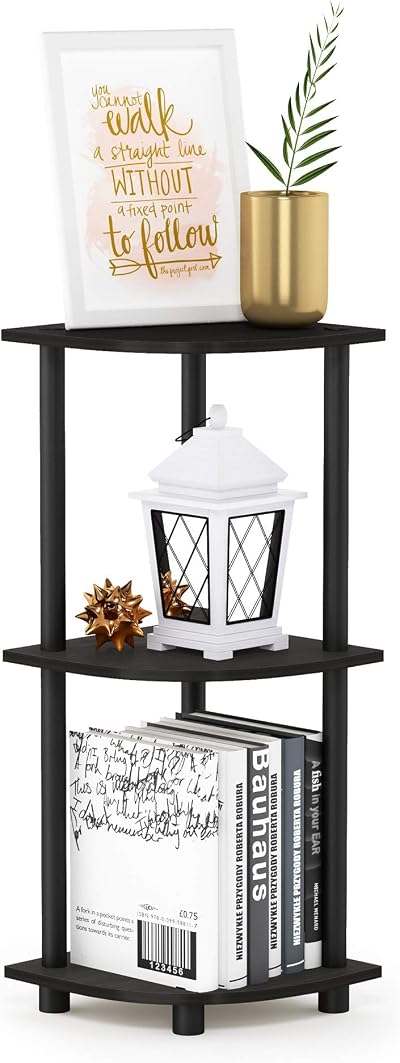 Furinno Turn-N-Tube Corner Shelf 3-Tier Espresso Display Storage Shelves
