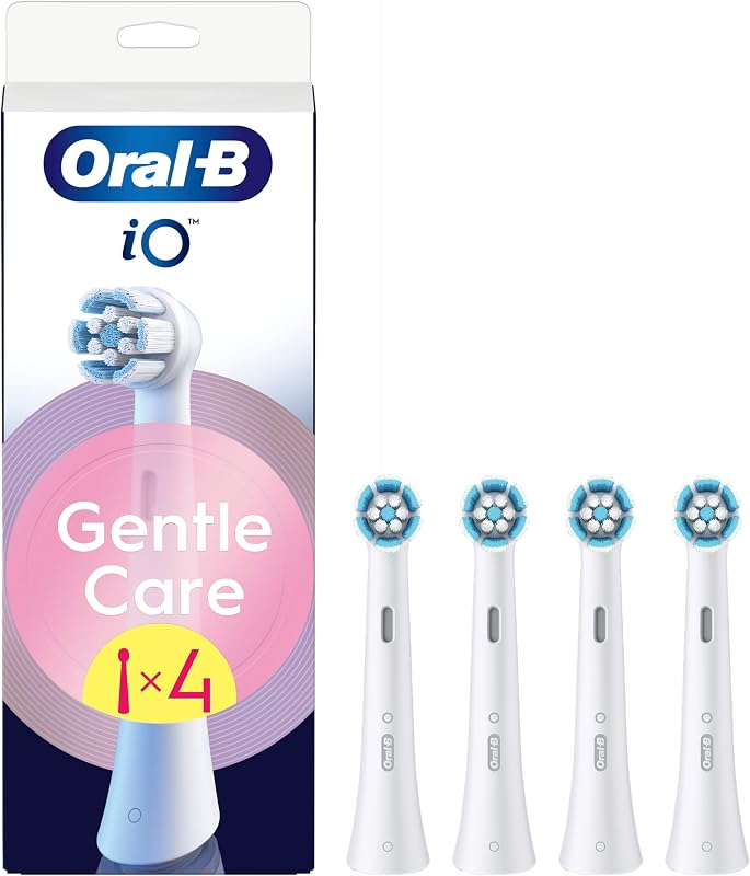 Cabeças originais de substituição da série iO Gentle Care, pacote de 4 recargas brancas para escovas de dentes elétricas orais B iO, escovagem suave, adequada para gengivas sensíveis