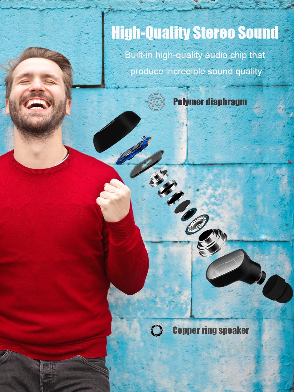 Auricolari Bluetooth 5.0, Auricolari Wireless Bluetooth Cuffie Stereo Senza Fili Sportivi in Ear con Custodia da Ricarica Microfono Leggeri Hi-Fi Cuffie per Samsung iPhone iPad Huawei Sony HTC