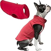 Gooby Fleece Vest Dog Sweater - Red, Medium - Warm Pullover Fleece Dog Jacket with O-Ring Leash for Small to Medium Dogs