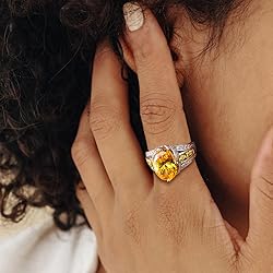 AGRULE Created Citrine Ring - 925 Sterling Silver