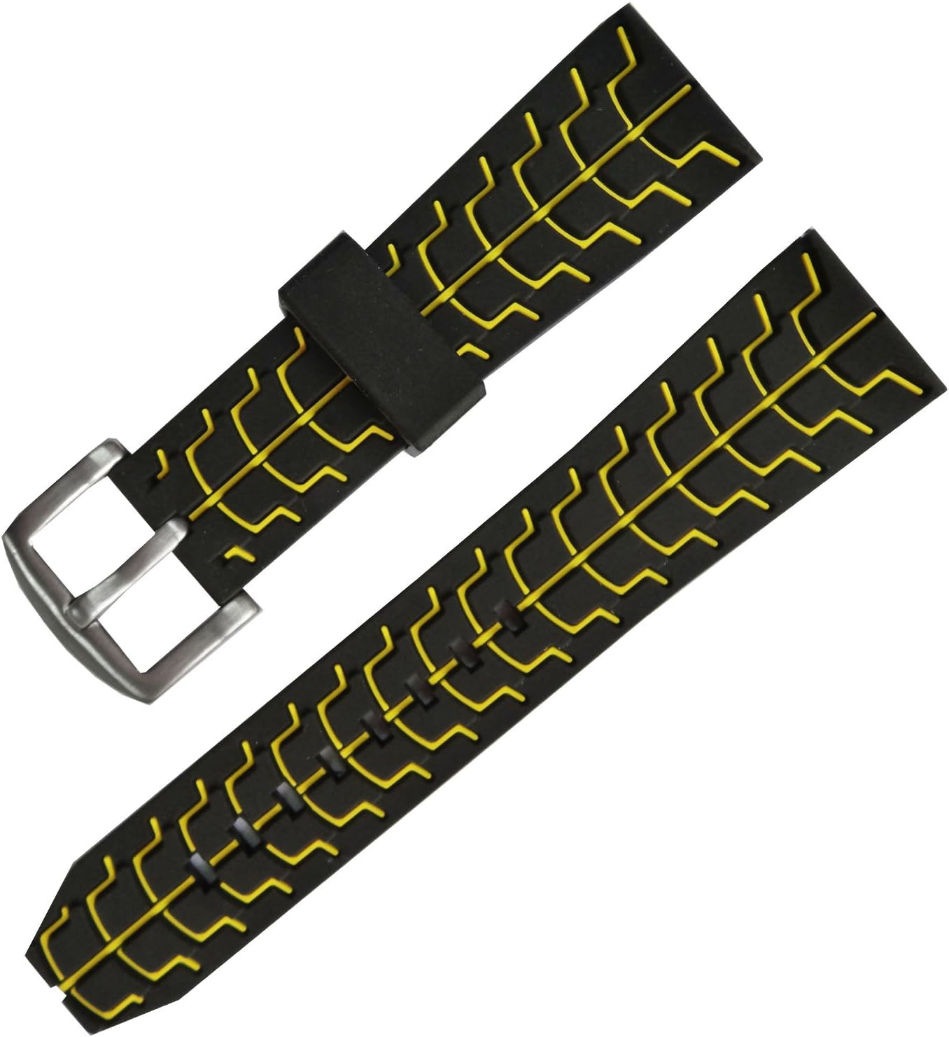 Black Diver Sport Rubber Watch Strap Band Yellow Spiderman Style 20mm 22mm 24mm