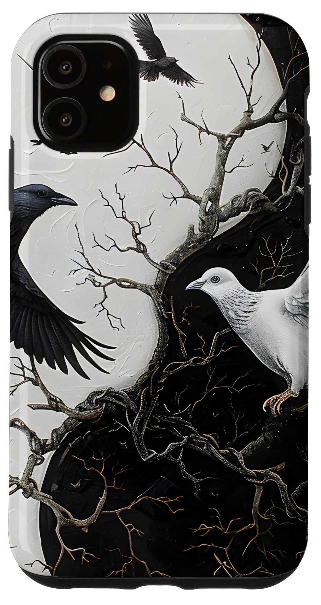 iPhone 11 Yin Yang Black & White Raven Case