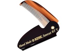 Kent 87T Handmade Folding Pocket Comb for Men, Fine Tooth Hair Comb Straightener for Everyday Grooming Styling Hair, Beard or Mustache, Use Dry or with Balms, Saw Cut Hand Polished, Made in England