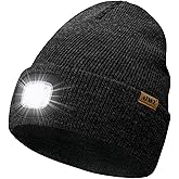 ATNKE LED Lighted Beanie Cap,USB Rechargeable 4 LED Running Headlamp Bright Hat with Light Tech Gifts for Men and Women