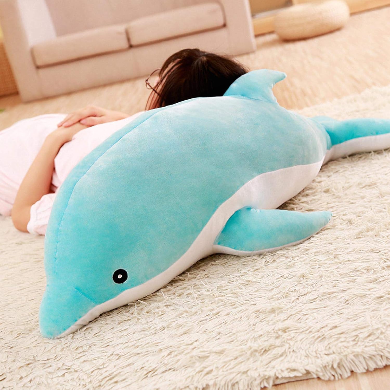 Amazon Co Jp 大きなぬいぐるみイルカのおもちゃぬいぐるみ海の動物かわいい女の子人形赤ちゃん眠っている枕子供のためのクリスマスの誕生日プレゼント70cmbestgifts青 ホーム キッチン