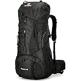 W WINTMING 75L Hiking Backpack with Rain Cover Waterproof Camping Backpack Shoes Warehouse for Men Women, Frameless