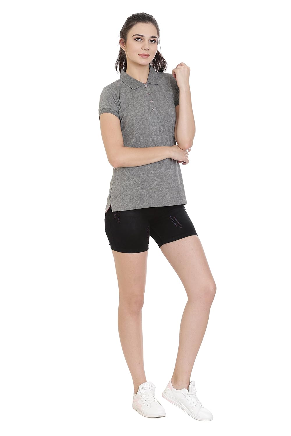 goldstroms women's polo/collar t-shirts/top/tee with button