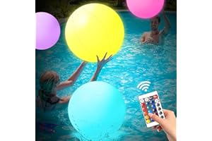MIAOKE Pool Toys 3/5/6 Pack - 16 Inch 16 Lights and 4 Modes LED Beach Ball with Remote Control for Pool Games, Night Party, C