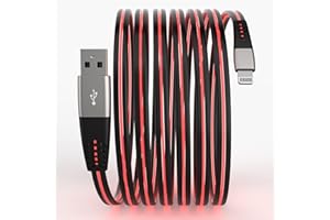 PatDow LED iPhone Charger Cord Light Up Lightning Cable (Red)