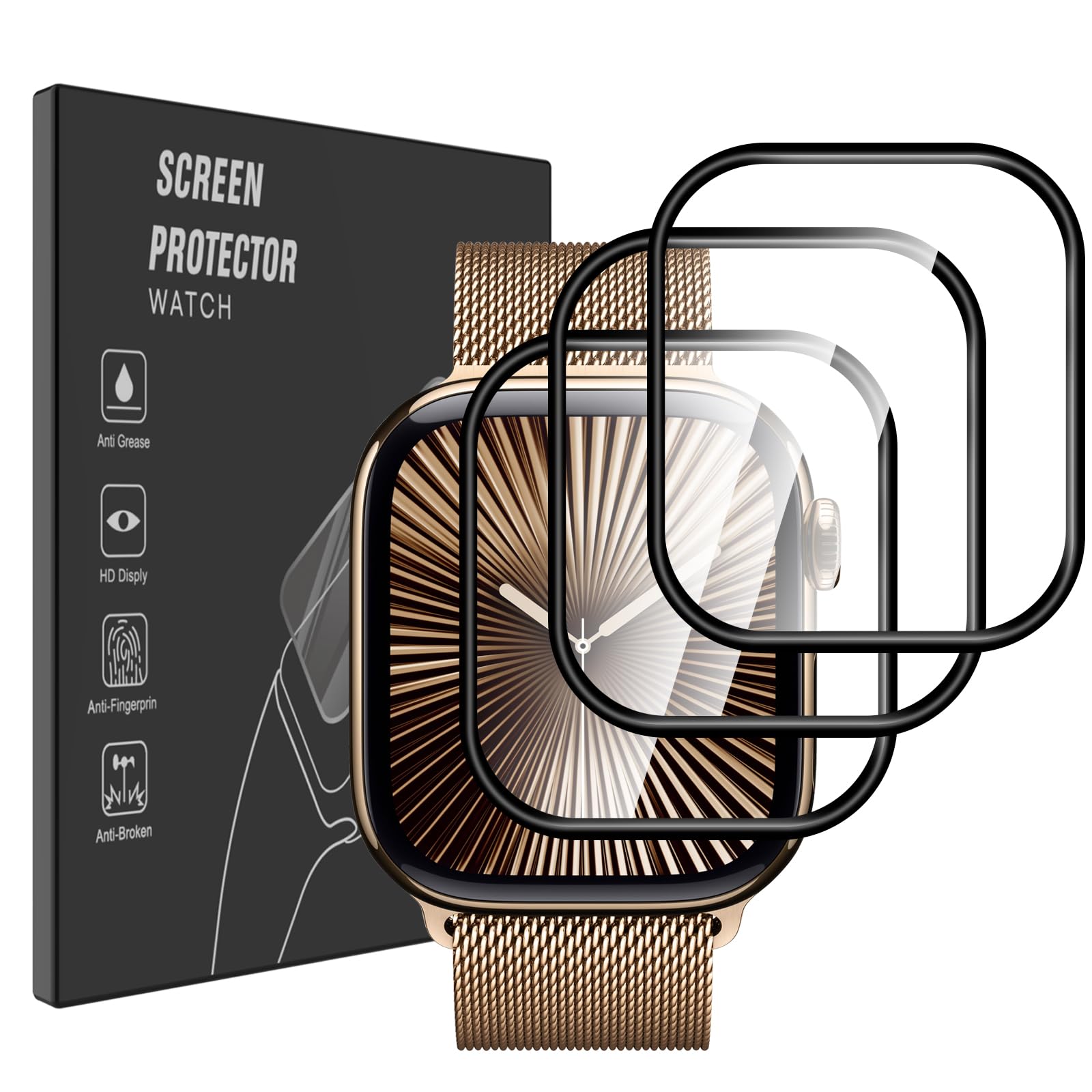 Pollachi for Apple Watch Series 10 42mm Soft Screen Protector,Flexible TPU Film[Not Glass],Scratchproof,Auto Repair,Touching Sensitivity,Apple Watch Series 10 42mm TPU Screen Protector-3 Pack