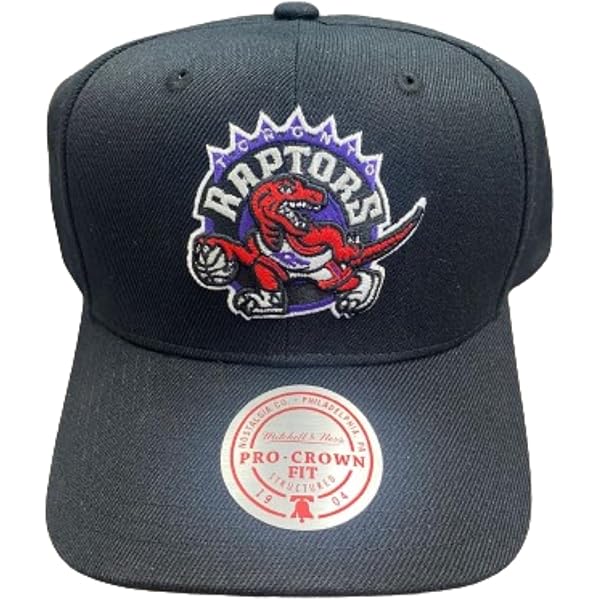 Mitchell & Ness - Casquette Snapback Toronto Raptors - Logo Brodé, Taille Unique, Visière Courbée