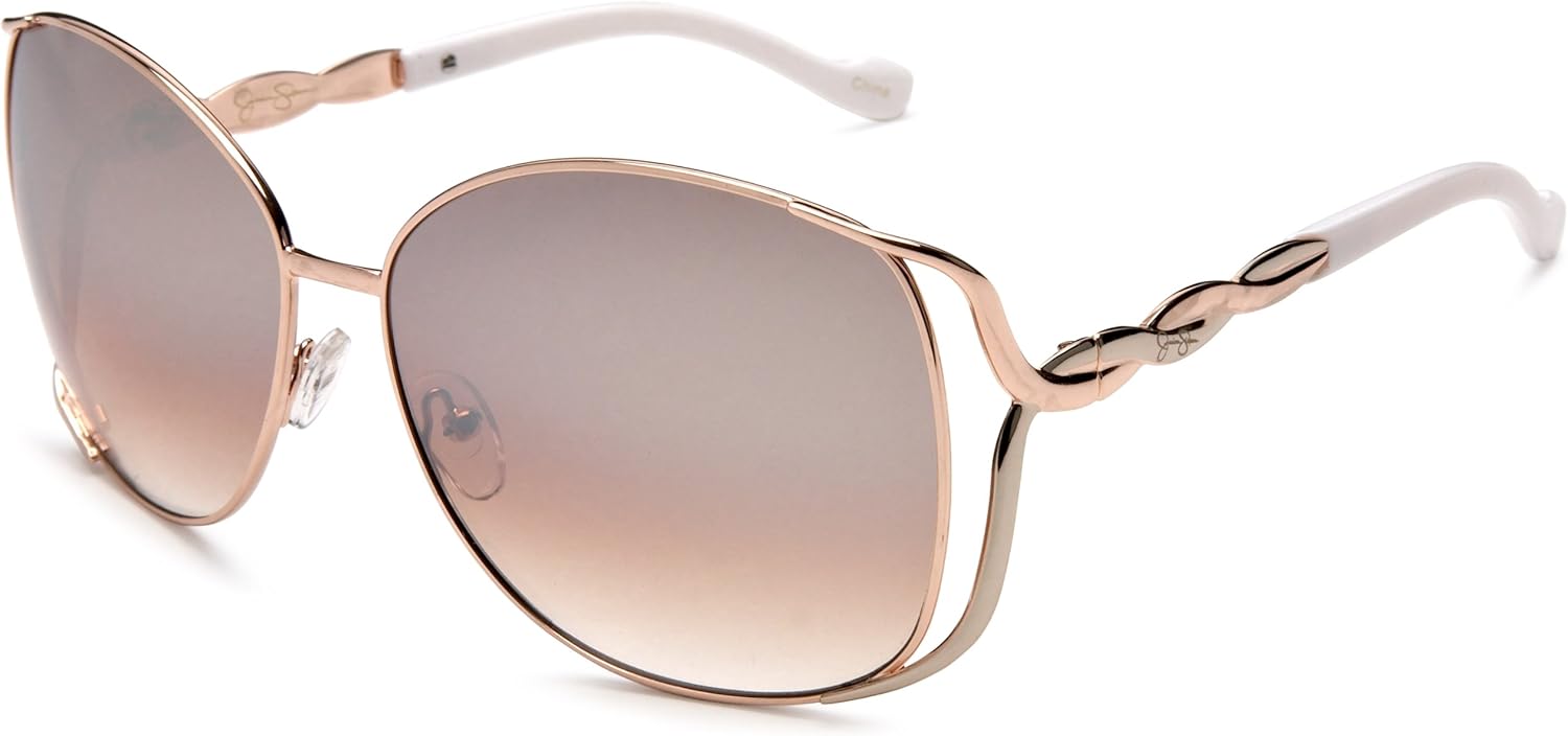 Jessica Simpson Women's J451 Oversized Sunglasses, Rose Gold and White Frame