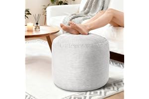 BBGDIPG Pouf Ottoman Foot Rest, Comfortable & Soft, Round Footstool Ottoman for Living Room, Bedroom, Office, Room Decoration, Corduroy Foot Stool Pouf with Odorless & Anti-Clump Filling, Small Grey