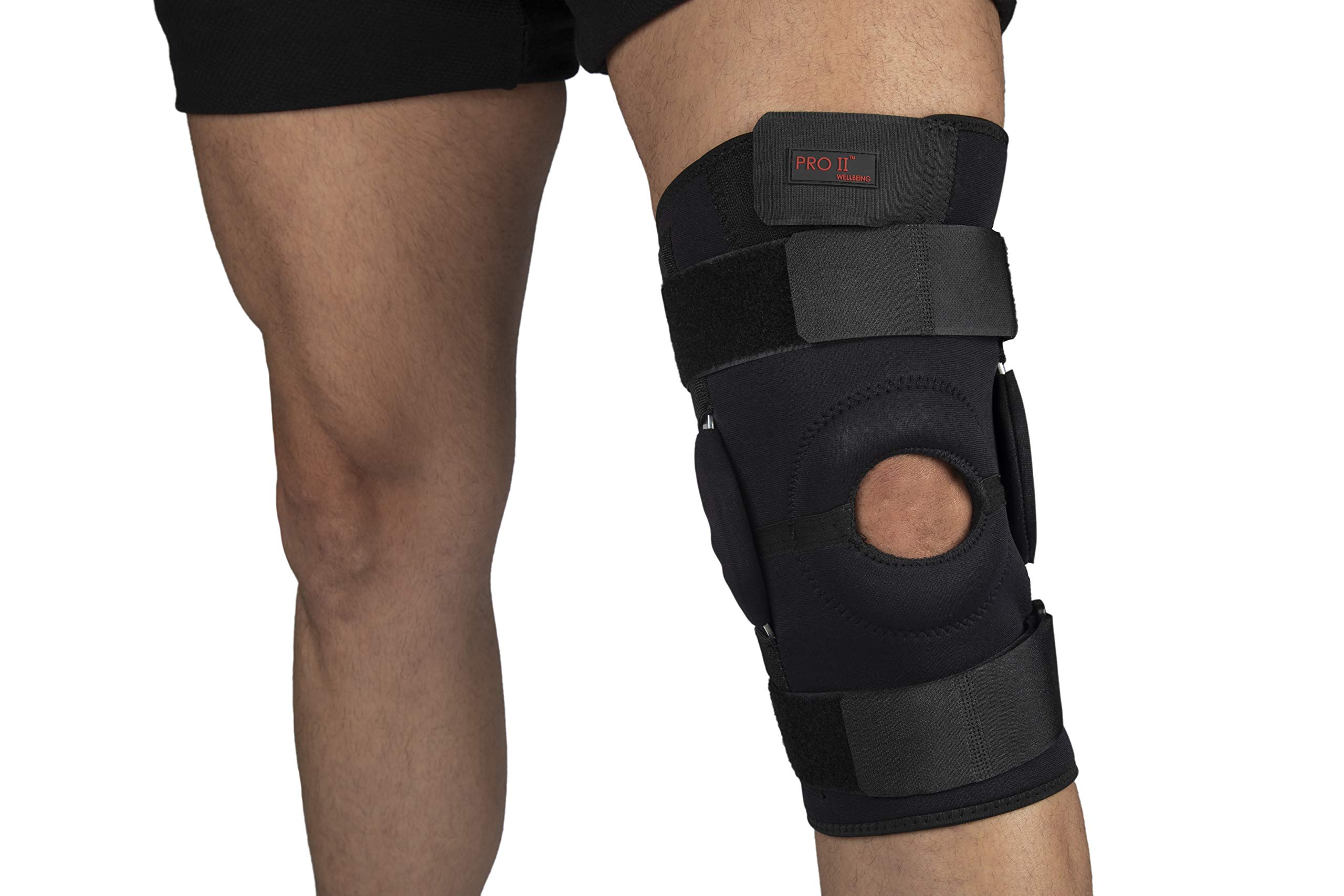 PRO 11 WELLBEING Hinged Neoprene Knee Brace With Open Patella and Dual Straps For Maximum Support Treats ACL, Arthritis, Joint Pain and Meniscus Tear (Medium)