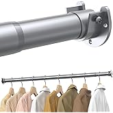 Supforce Closet Rods for Hanging Clothes, 17 to 54 Inches Stepless Adjustable Metal Closet Rod, 1.3 Inches Heavy Duty Clothes Hanging Rod for Closet Wardrobes Laundry RV, Silver
