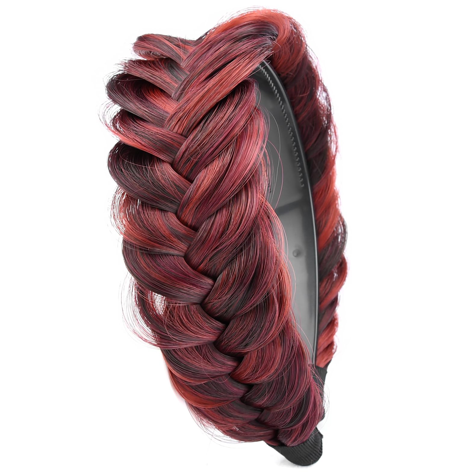 BOBIYA Wide Braided Headband with Teeth Braid Headbands With Teeth for Women Braided Hair Headbands with Tooth (Burgundy) — image 1
