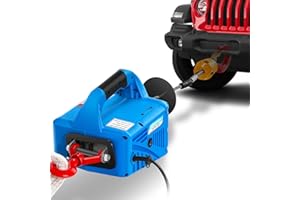 NEWTRY 1,100lb Electric Hoist with Wire Remote Control 16ft/min, 110/120 Volt 25ft Portable Electric Winch w/Straps
