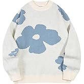 SHENHE Men's Floral Sweater Jumper Crew Neck Long Sleeve Fashion Fall Sweater Pullover