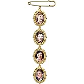 MemoriPix Wedding Bouquet Memorial Remembrance Photo Charm Bright Gold Holds 4 Pictures for Bride's Flowers or Groom's Boutonniere with Photo Resizer