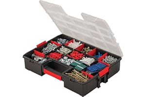CRAFTSMAN Stackable Storage Organizers with Removable Dividers, 2 Pack Hardware Box Storage for Screws, Nuts, Nails, Bolts (C
