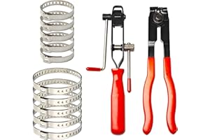 TVM TRAVERMAN 2pcs CV Joint Boot Clamp Pliers Set Hose Band Cut-off Pliers Car Banding Tool with 10 CV Joint Boot Clamps CV Boot Band Compatible with Ford Chevy GMC B.u.i.c.k J.e.e.p Lexus