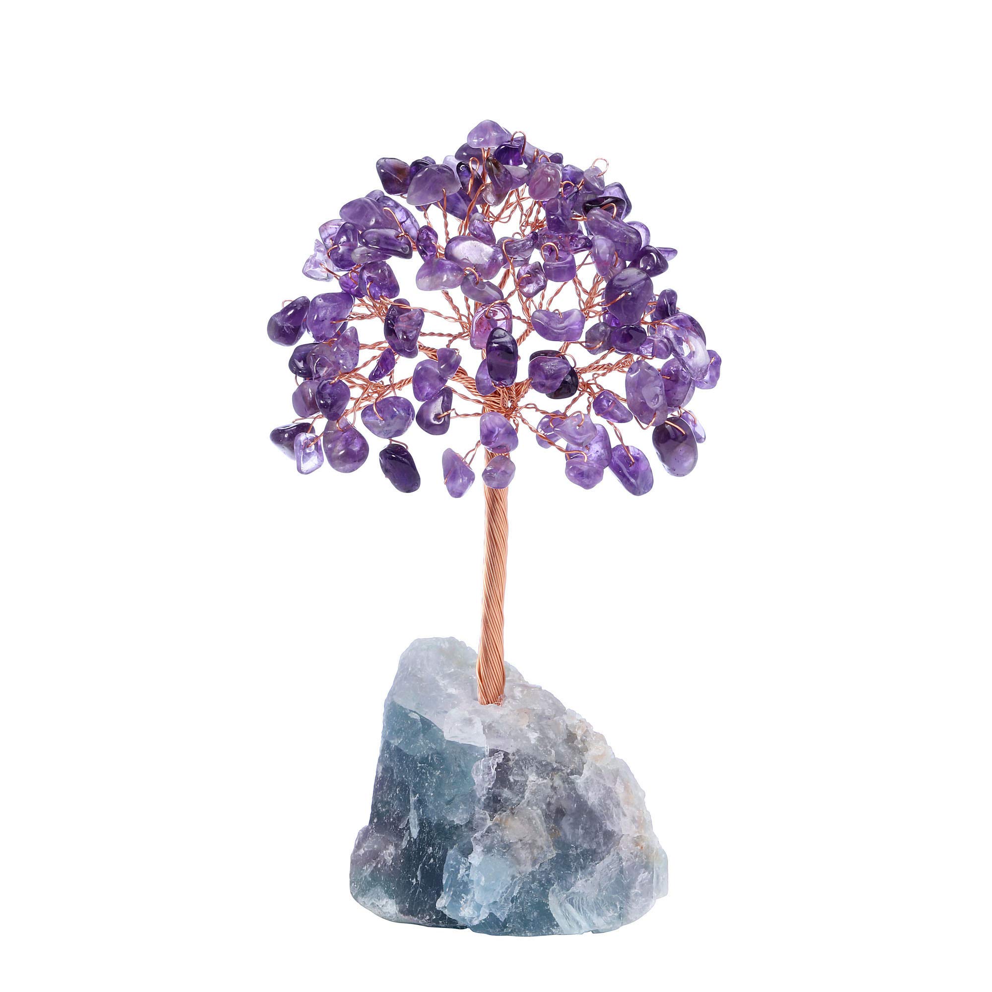 JSDDE Amethyst Crystal Healing Crystals Gemstones Feng Shui Natural Tumbled Stones Money Life Tree Figurines