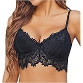 Avidlove Lace Bralettes for Women Corset Bustier Top with Underwired V Neck Camisole Lingerie Crop Top