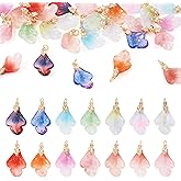 Sparkeads 28 Pcs Leaf Charms Transparent Plant Lampwork Dangle Charms Colorful Hang Ornament with Jump Rings for Bracelet Jewelry Craft Earring Key Chain DIY Necklace Women Accessory
