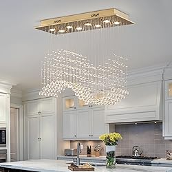 Siljoy 8 Lights Rectangular Wave Crystal Chandelier