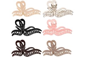 FRCOLOR 6pcs Bow Hair Clips Thick Hair Claw Clips for Women Casual Business Use