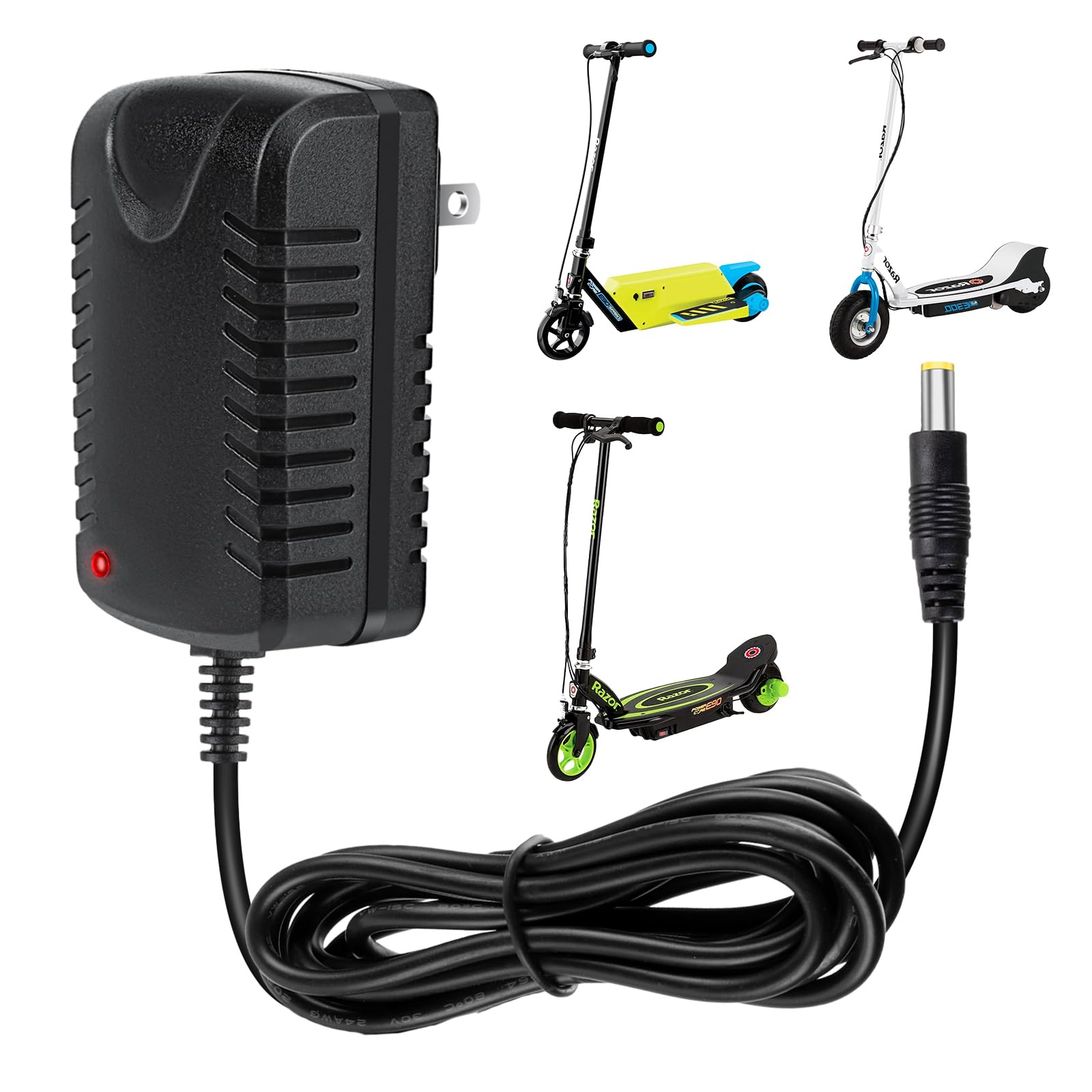 Photo 1 of 12V Kids Ride On Charger for Razor Power Core E90 E95 Electric Scooter Black Label Powercore E90 E95 MX125 Dirt Rocket 12V Kids Ride on Car Toys Car Charger