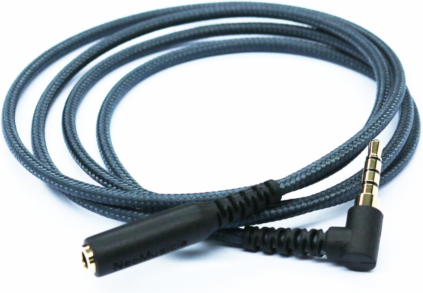 KetDirect 150cm(4.5ft) Right angle 4 pole 3.5mm 1/8 inch male to 4 pole 3.5mm 1/8 inch Female Stereo Audio headphone earphone Extension Cable adapter Cord Tangle-Free Braided wire - Image 3