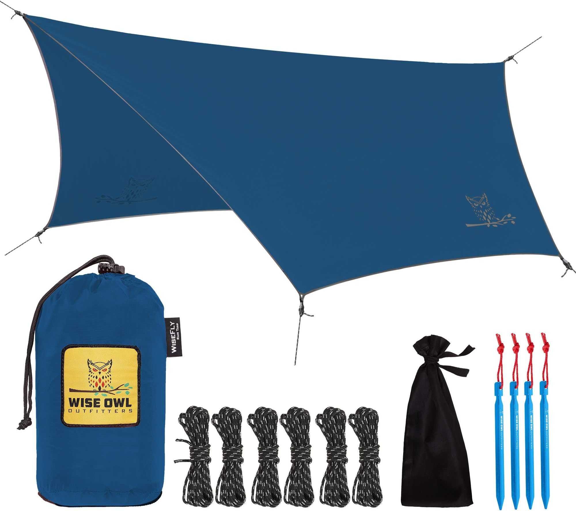 Wise Owl Outfitters Rain Fly Tarp – The WiseFly Premium 11 x 9 ft Waterproof Camping Shelter Canopy – Lightweight Easy Setup for Hammock or Tent Camp Gear