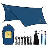 Wise Owl Outfitters Hammock Rain Fly &ndash; Waterproof Camping Tarp Cover with Tent Stakes &amp; Carry Bag, Ultralight Shelter for Backpacking &amp; Outdoor Shade
