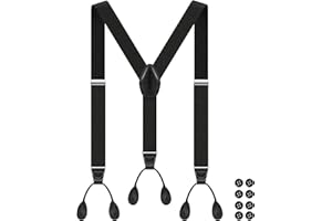 Button Suspenders for Men Formal Tuxedo Elastic Mens Suspenders for Dress Pants Adjustable Braces Classic Y-Back 1.4 Inch