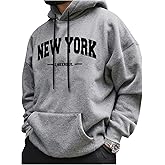 VIPWOLF Men's Graphic Hoodies Drawstring Long Sleeve Loose Fit Hooded Sweatshirts