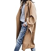 UANEO Women's Wool Blend Coat Oversized Double Breasted Long Trench Overcoat Winter