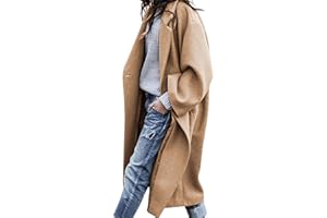 UANEO Women's Wool Blend Coat Oversized Double Breasted Long Trench Overcoat Winter