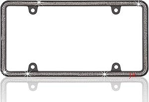 JR2 500 Super Bling Grey Glass Crystals Black Metal License Plate Frame+Free Caps (Grey)