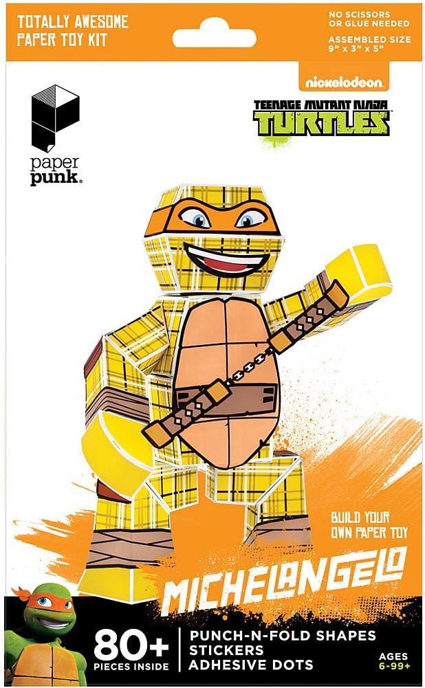 Paper Punk Teenage Mutant Ninja Turtle TMNT Michelangelo Pizza Build Your Own Paper Action Figure Toy Nickelodeon