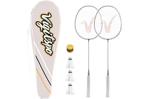 VIGVITSPO Racket Set with Shuttlecocks,Hand Glue & Carry Bag | Professional-Grade Badminton Racket Set | Lightweight Design & Non-Slip Grip