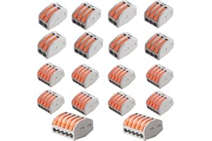 VEXOR 53pcs Quick Wiring Cable nut Terminal kit, Compact Splicing Wire Connector 2/3/4/5Port, Multiple Types Nut Electrical Circuit Inline Splices 28-12 AWG
