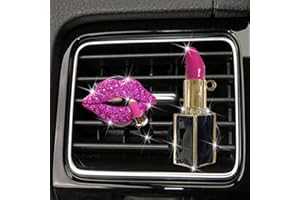 Maxtech Diamond Lips Vent clip，Sexy Lips Bling Car Charm Air Vent Clips Rhinestone Car Interior Accessories Diamond Car Decor for Girls & Women（Rosepink）