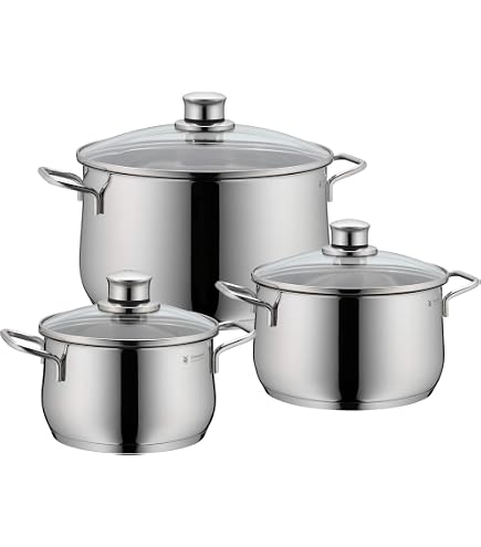 Amazon.com: WMF 730036040 Diadem Plus Cromargan Pot Set, Silver, 3