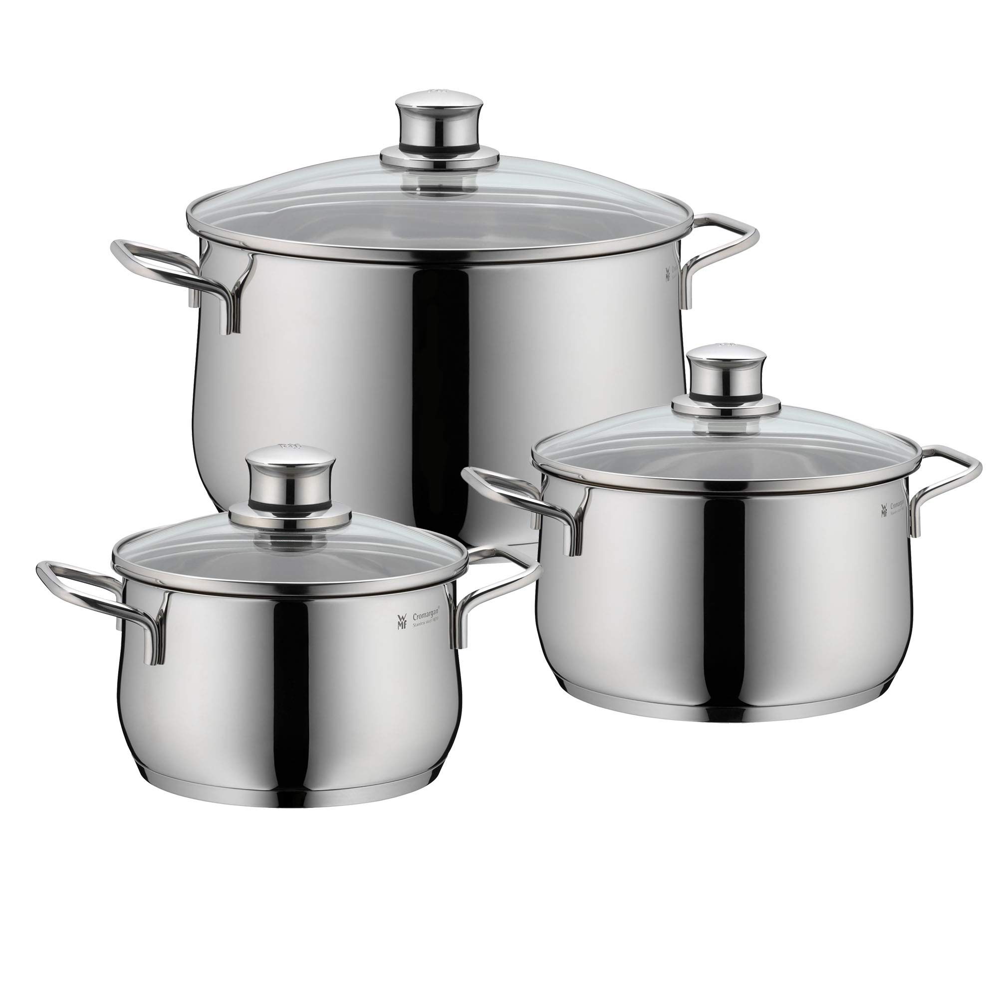 WMF 730036040 Diadem Plus Cromargan Pot Set, Silver, 3-Piece